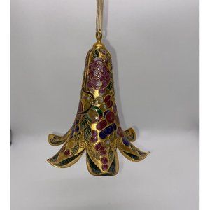 Vintage Metal Cloisonne Enamel Bell Christmas Ornament Russian
